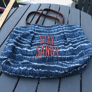 Lucky Brand “Stay Sandy” Blue and White Tote Bag 20x16x7